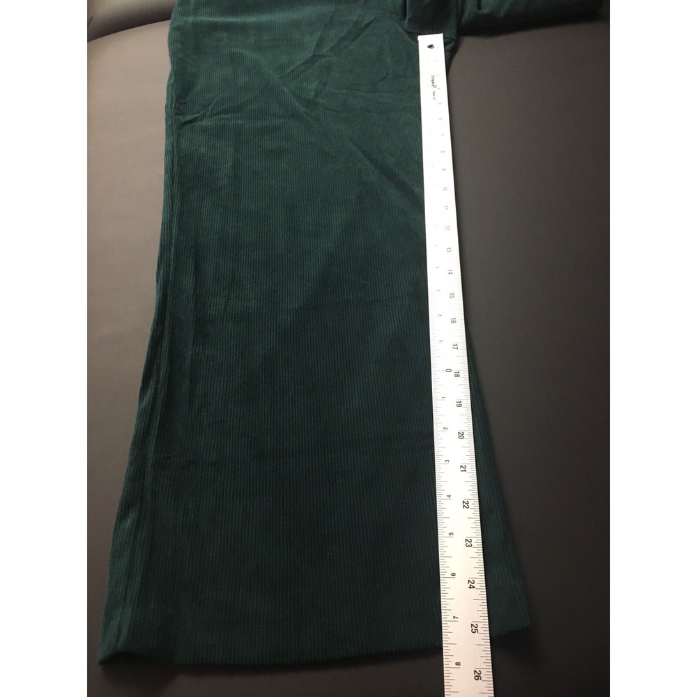 Corduroy 7 For All Mankind Pants Large Green High Rise Wide Leg Retro Academia - Picture 13 of 13
